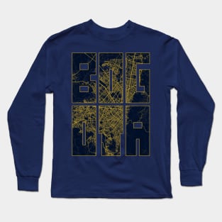 Bogota, Colombia City Map Typography - Gold Art Deco Long Sleeve T-Shirt